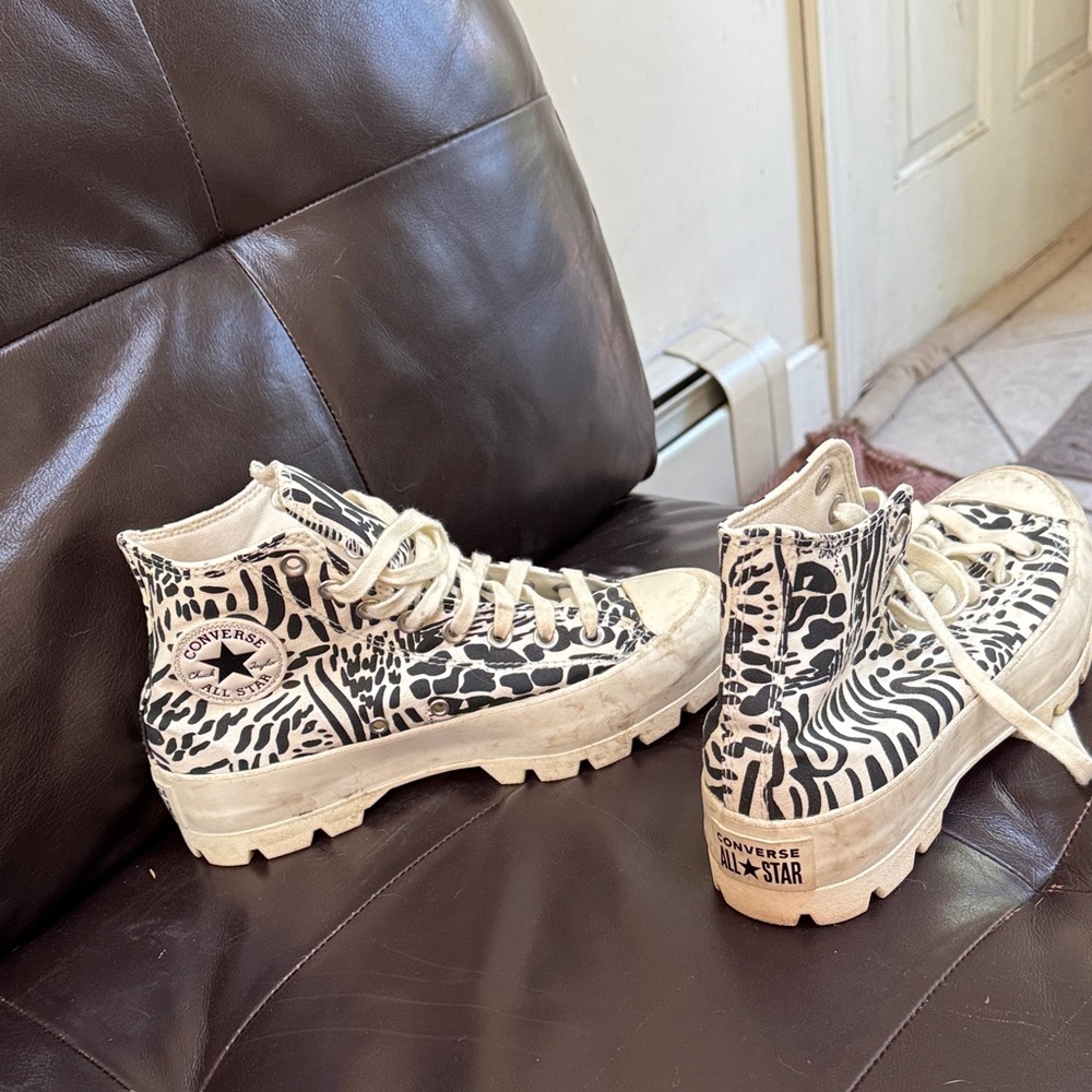 Converse Black and White Animal Print High-Tops